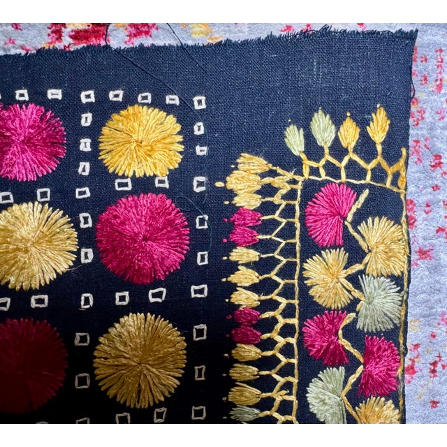 Antique Nilak Phulkari Silk Embroidered Textile, Punjab For Sale - Image 9 of 12