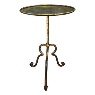 Spanish Gilt Iron Side Table on an Elevated Tripod Base For Sale
