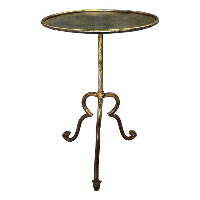 Spanish Gilt Iron Side Table on an Elevated Tripod Base For Sale