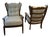 Pair of Wood and Upholstered Armchairs, 1940s/50s, France For Sale