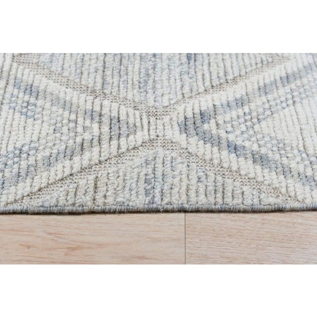 6x9 Ivory Hand-Knotted Wool Diamond Weave Geometric Modern Carpet Rug For Sale - Image 4 of 9