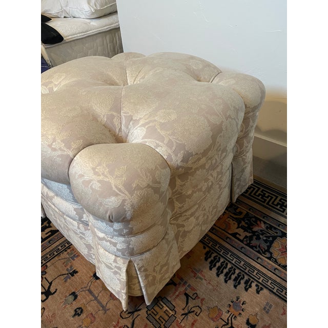 1990s Tufted Ottoman With Skirt - Robert Allen Upholstery For Sale In Seattle - Image 6 of 13