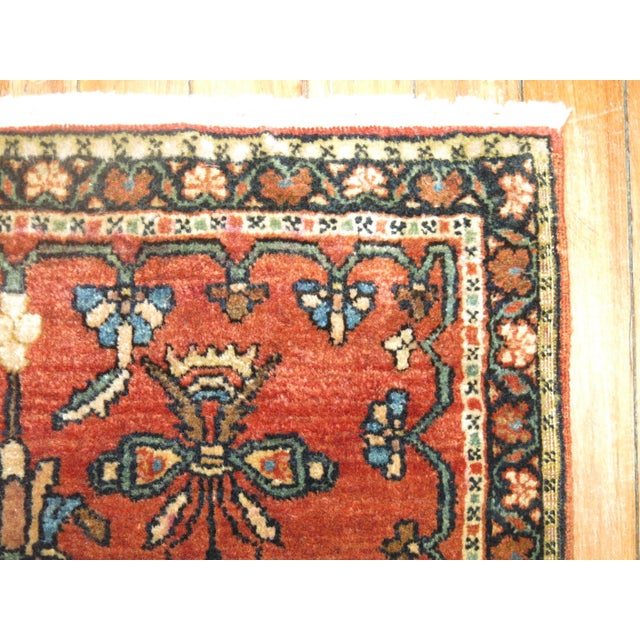 Traditional Zabihi Collection Traditional Full Pile Mat Size Antique Sarouk Ferehan Rug - 1'10" x 2'7" For Sale - Image 3 of 6