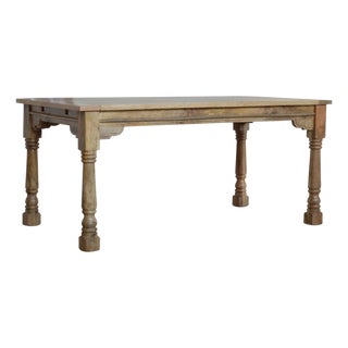 Solid Oak-Finish Mango Wood Dining Table For Sale