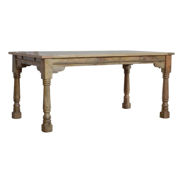 Solid Oak-Finish Mango Wood Dining Table For Sale