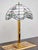 Brown Vintage Brass Lamp with Tiffany Shade For Sale - Image 8 of 8