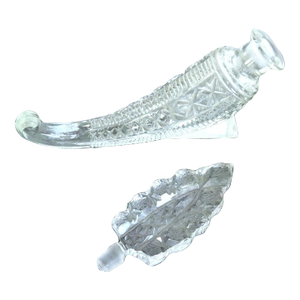 Vintage Art Deco Czech Cut Crystal Cornucopia Perfume Bottle