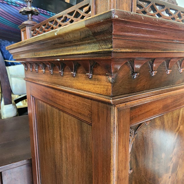 Antique Walnut China Cabinet Chippendale by Royal Furniture Co For Sale - Image 13 of 15