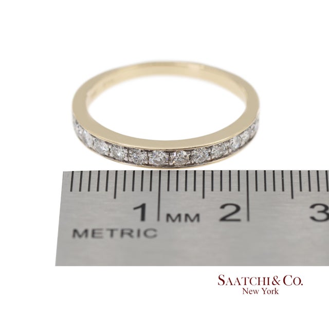 14k 585 Solid Yellow Gold Natural Diamond Band Ring, Size 8.75 For Sale - Image 9 of 11