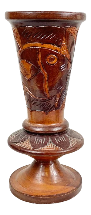 Vintage Carved Wooden Vase