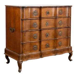 Large Oak Rococo Chest of Five Drawers, Denmark Circa 1750-80
