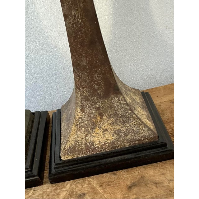 Mid 20th Century Vintage Boho Stewart Ross James Verdigris Bronze Lamps - A Pair For Sale - Image 5 of 12