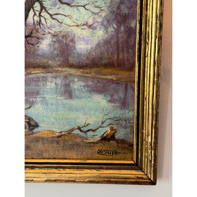 Paint 1930s Landscape Painting, Illinois, Framed For Sale - Image 7 of 9