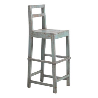 Vintage Anglo-Indian Painted Teakwood Tall Chair or Barstool For Sale