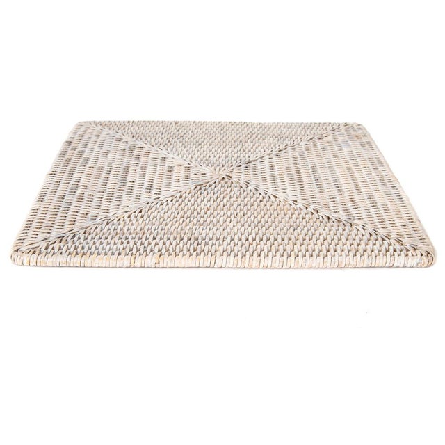 Wood Artifacts Rattan Square Placemat in White Wash - 13" For Sale - Image 7 of 7