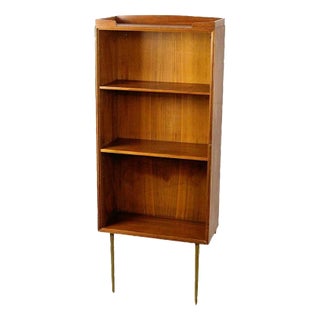 Mid-Century Austrian Walnut and Brass Wall Shelf attributed to Oswald Haerdtl, 1950s For Sale