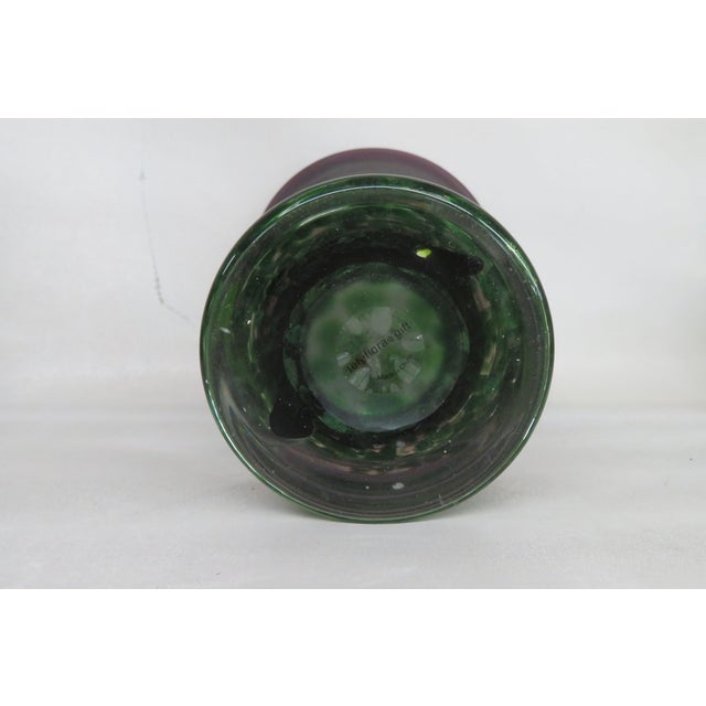 Mid Century Modern Hand Blown Teleflora Purple and Green Wrapped Vase 4390b For Sale In Miami - Image 6 of 9