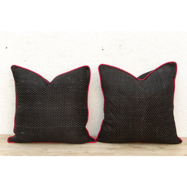Pair of Manek Black Dotted Ahir Handloom Pillows For Sale - Image 4 of 7