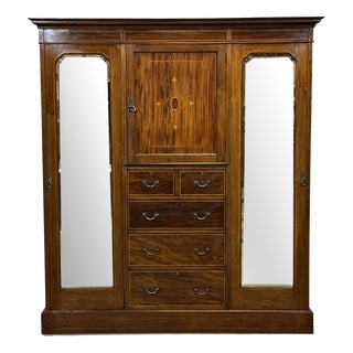 19th Century English Mahogany Wardrobe For Sale
