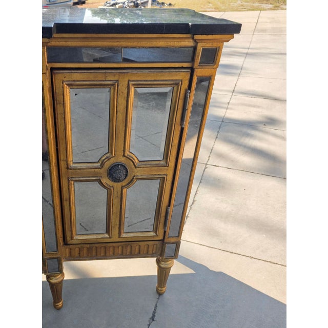 Mirrored Buffet Cabinet With Black Stone Top For Sale - Image 11 of 13