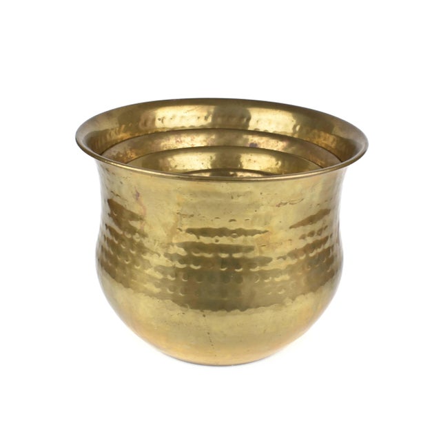 Vintage Nesting Solid Brass Planters - Set of 4 For Sale - Image 4 of 13