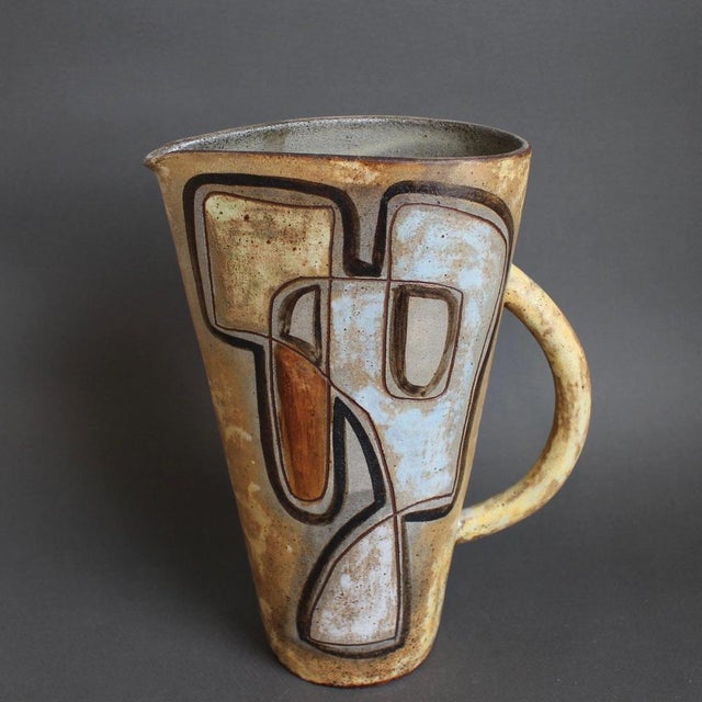 1960s Vintage French Ceramic Pitcher with Abstract Motif by Alexandre Kostanda, 1960s For Sale - Image 5 of 18