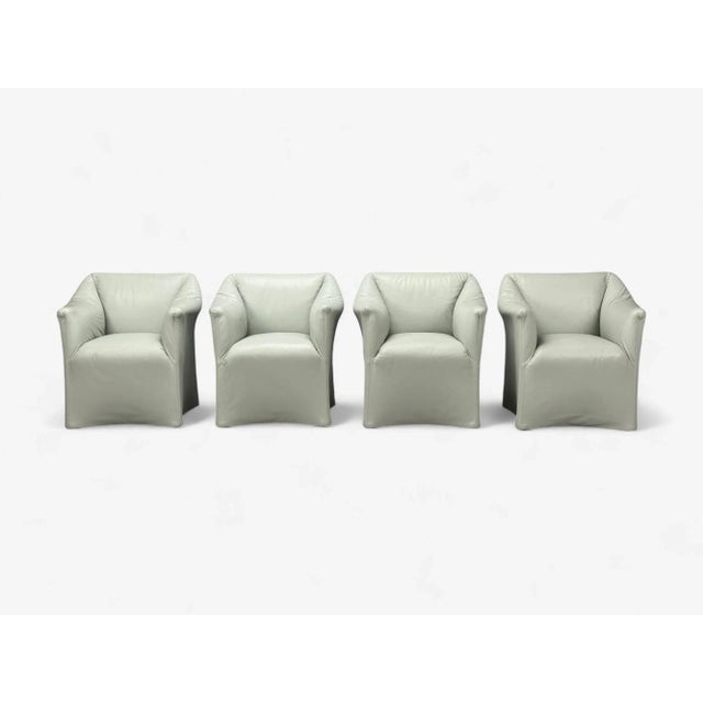 Mario Bellini, Italian Mid-Century Modern, Light Green Leather, Four "Model 684" Armchairs, Italy, 1980s Set of four...