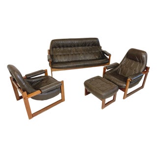 Mid-Century Model MP-163 Earth Lounge Sofa Set by Percival Lafer, 1970s, Brazil, Set of 4 For Sale