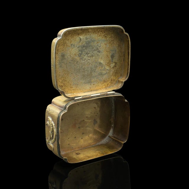 Metal 1850s Victorian Small Antique Seamstress' Button Box, Japanese, Brass, Decorative, Edo Period For Sale - Image 7 of 9