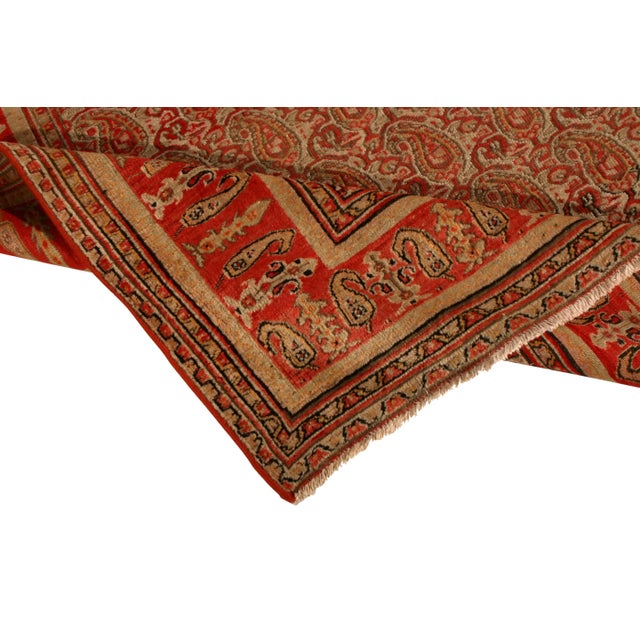 1900 - 1909 Antique Doroksh Rug Wool Persian Red Geometric Paisley Pattern by Rug & Kilim For Sale - Image 5 of 5