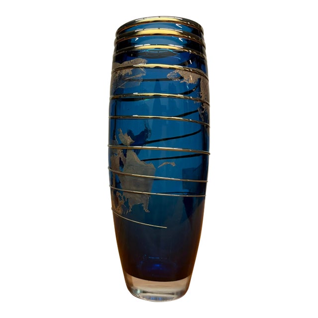 Studio Art Glass Vase in Cobalt Blue With Gold Leaf by Scott & Laura Curry For Sale