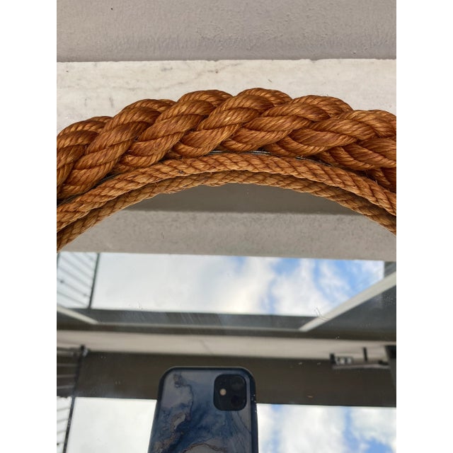 1960s Mid-Century Round Rope Mirror Adrien Audoux and Frida Minet For Sale - Image 5 of 7