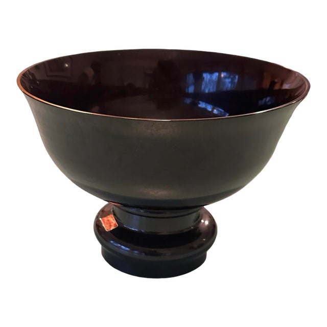 1980s Black Glass Bowl For Sale