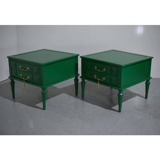 Transitional Mid 20th Century Transitional Nightstands in Green - Newly Painted For Sale - Image 3 of 15