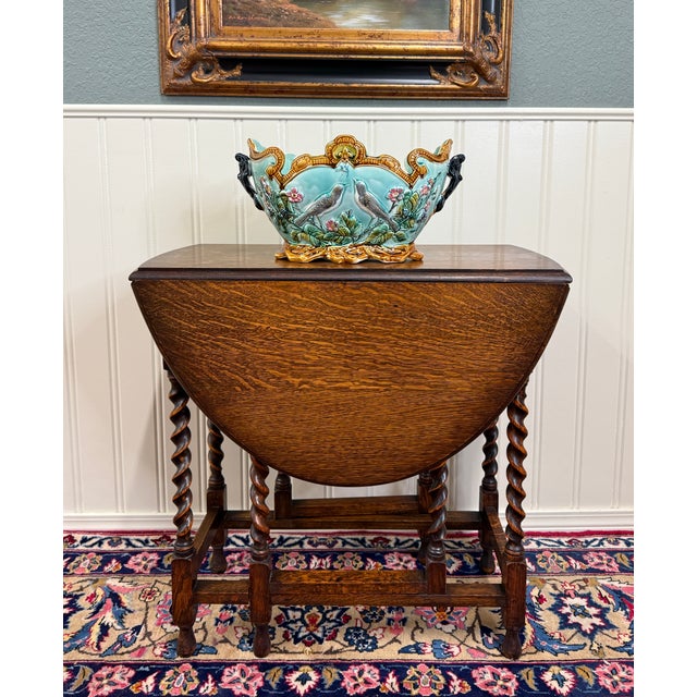 Antique French Onnaing Majolica Cache Pot Planter Bowl Jardiniere Love Birds For Sale - Image 12 of 18