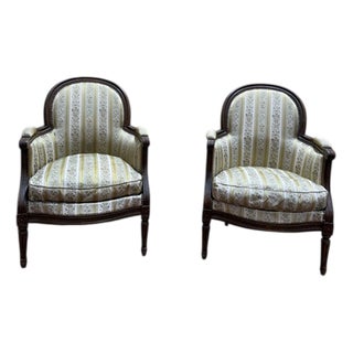 Louis XVI Style Bergère Armchairs, Set of 2 For Sale