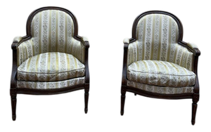 Louis XVI Style Bergère Armchairs, Set of 2
