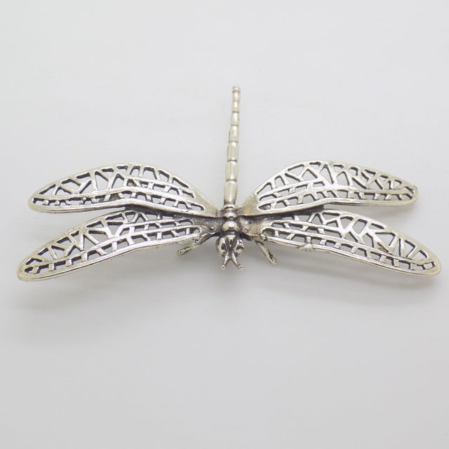 Vintage Italian Handmade Silver Life Size Dragonfly Figurine, 1980s For Sale - Image 6 of 11
