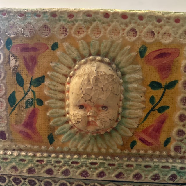 1980s Folk Art Figurative Storage Box For Sale - Image 4 of 12