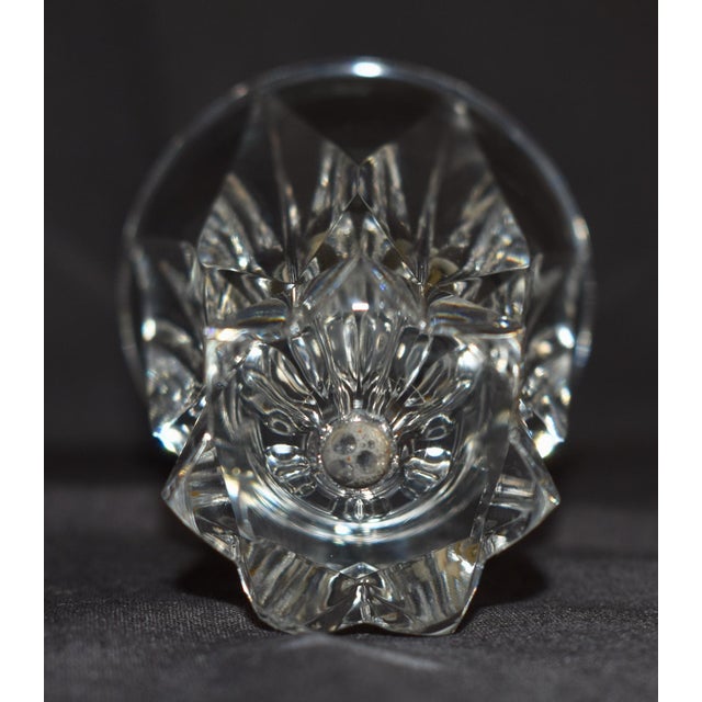 Vintage (1990's) Tapered Thick Cut Crystal Vase has an Art Deco Style. Made by Saint-Louis. Clear in Color. The...