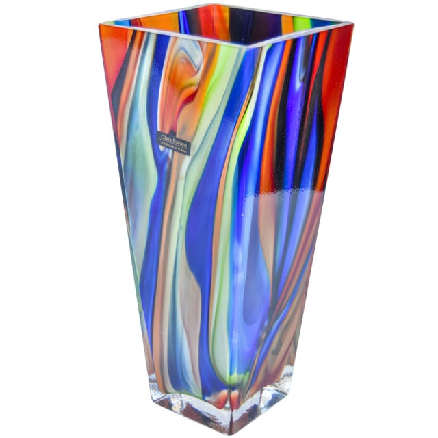 Blue Vintage Hand-Crafted Colorful Glass Vase For Sale - Image 8 of 8