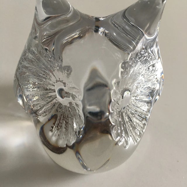 Daum Daum of France Owl Crystal Glass Paper Weight For Sale - Image 4 of 9