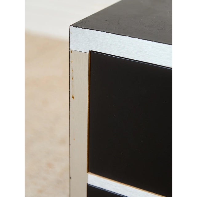 Black and Chrome 1970's Two Drawer Nightstand For Sale In Los Angeles - Image 6 of 12