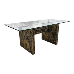 1960s Attributed Adrian Pearsall for Craft Associates Brutalist Sculptural Glass Top Dining Table