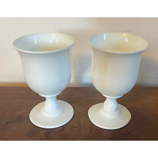 Antique Early 19th Century French Empire White Opaline Glass Wine Goblets Circa 1820 - A Pair For Sale - Image 4 of 12
