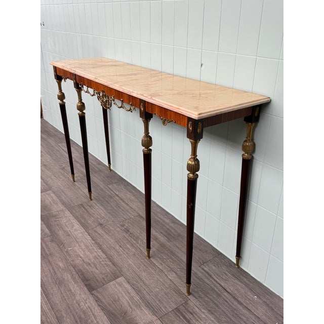 Wood Vintage Italian Console with Marble Top, 1960s For Sale - Image 7 of 11