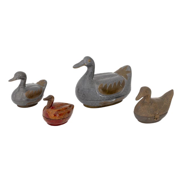 Chinese Duck Form Covered Boxes, 4 For Sale