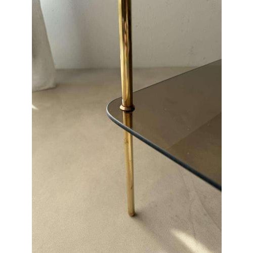 Vintage Smoked Glass and Brass Side Table, 1970s For Sale - Image 4 of 12
