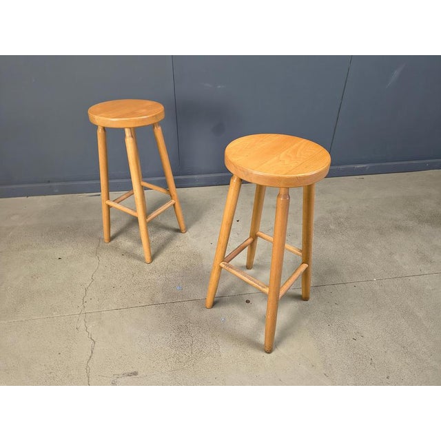 Rustic Alpine Style Chalet Stools in Wood, 1970s, Set of 9 For Sale - Image 3 of 14