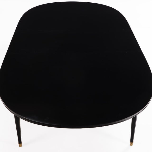 Maison Jansen Ebonized Mahogany Dining Table, in the Manner of Maison Jansen, C. 1940. For Sale - Image 4 of 6